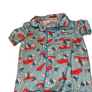 The Smurfs Toddler 5T Pajama Set Blue Short Sleeve Button Down Shirt and Shorts